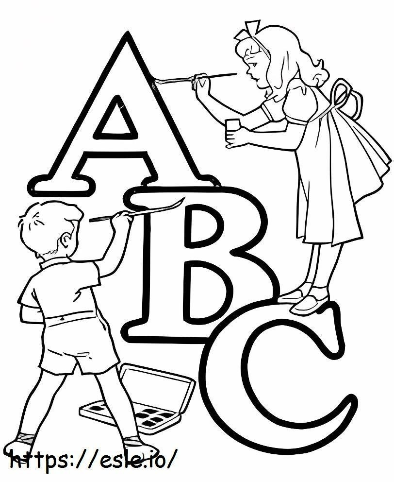 ABC With Two Children coloring page