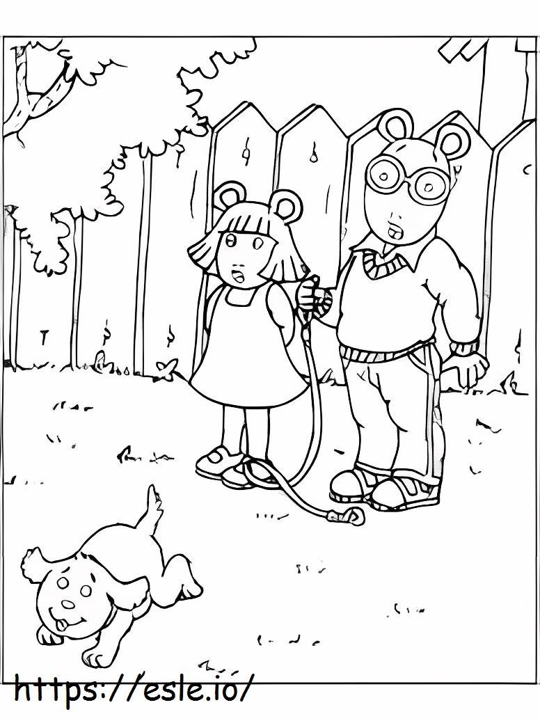 Arthur Read Takes The Dog For A Walk coloring page