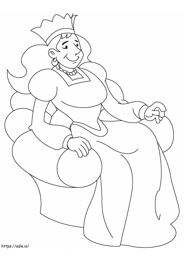 Rainha sentada para colorir