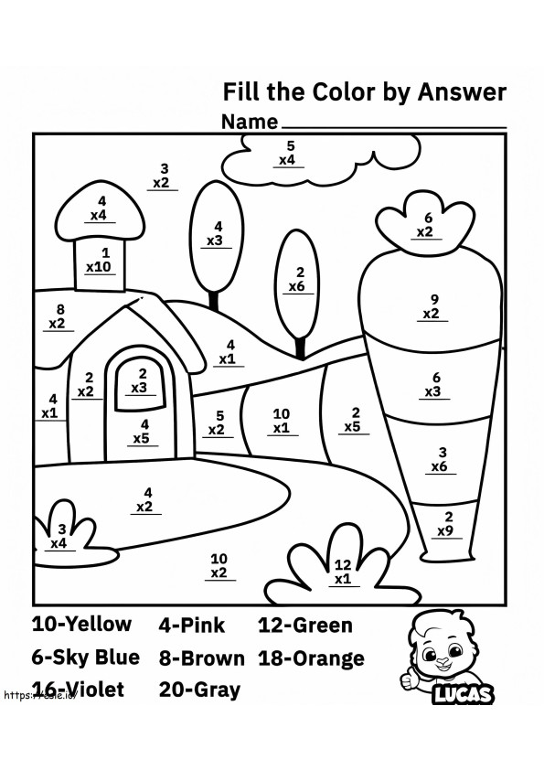 Cute Multiplication Color By Number Worksheet coloring page