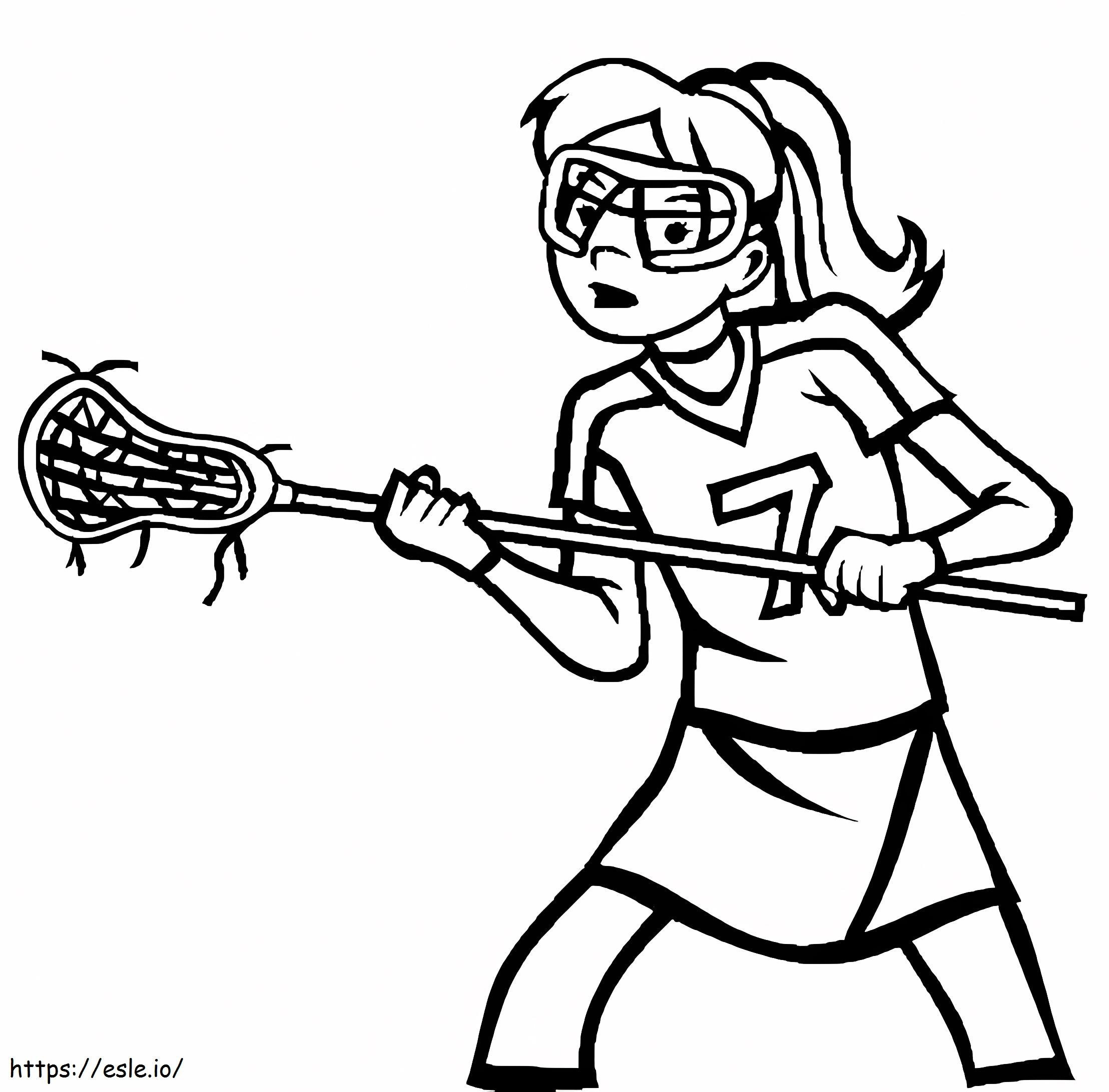 Drawing Girl Playing Lacrosse coloring page
