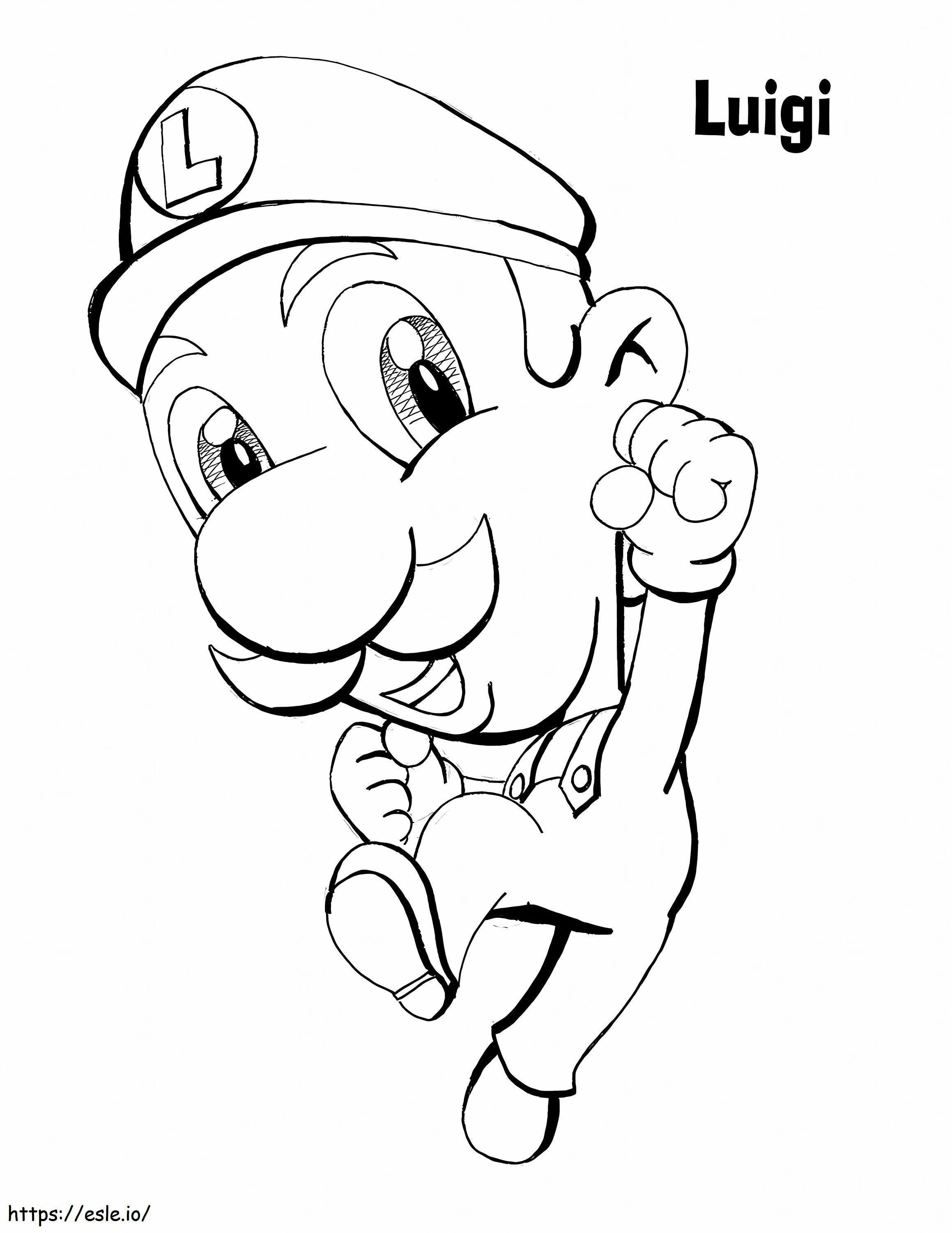 Luigi Melompat yang Menyenangkan Gambar Mewarnai