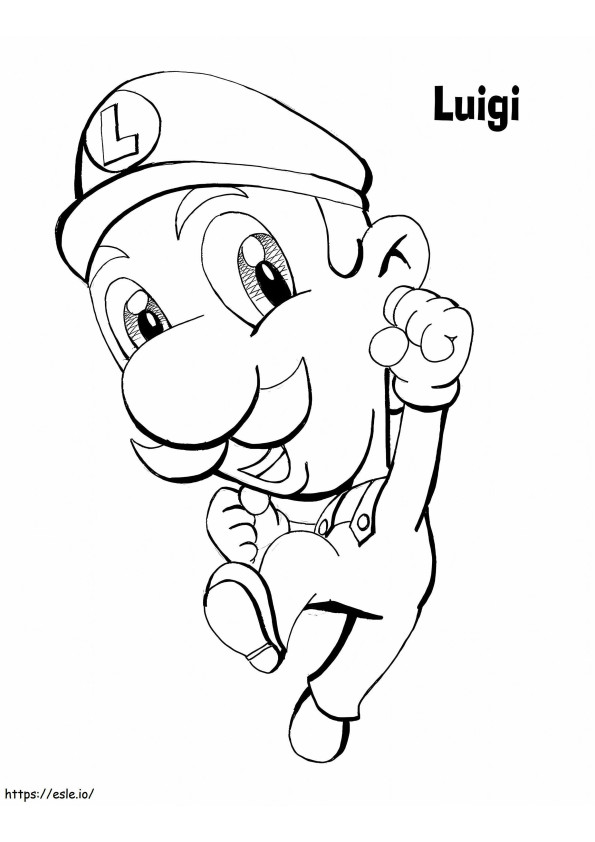 Coloriage Luigi sautant amusant à imprimer dessin