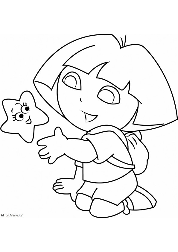 Dora con estrella de dibujos animados para colorear