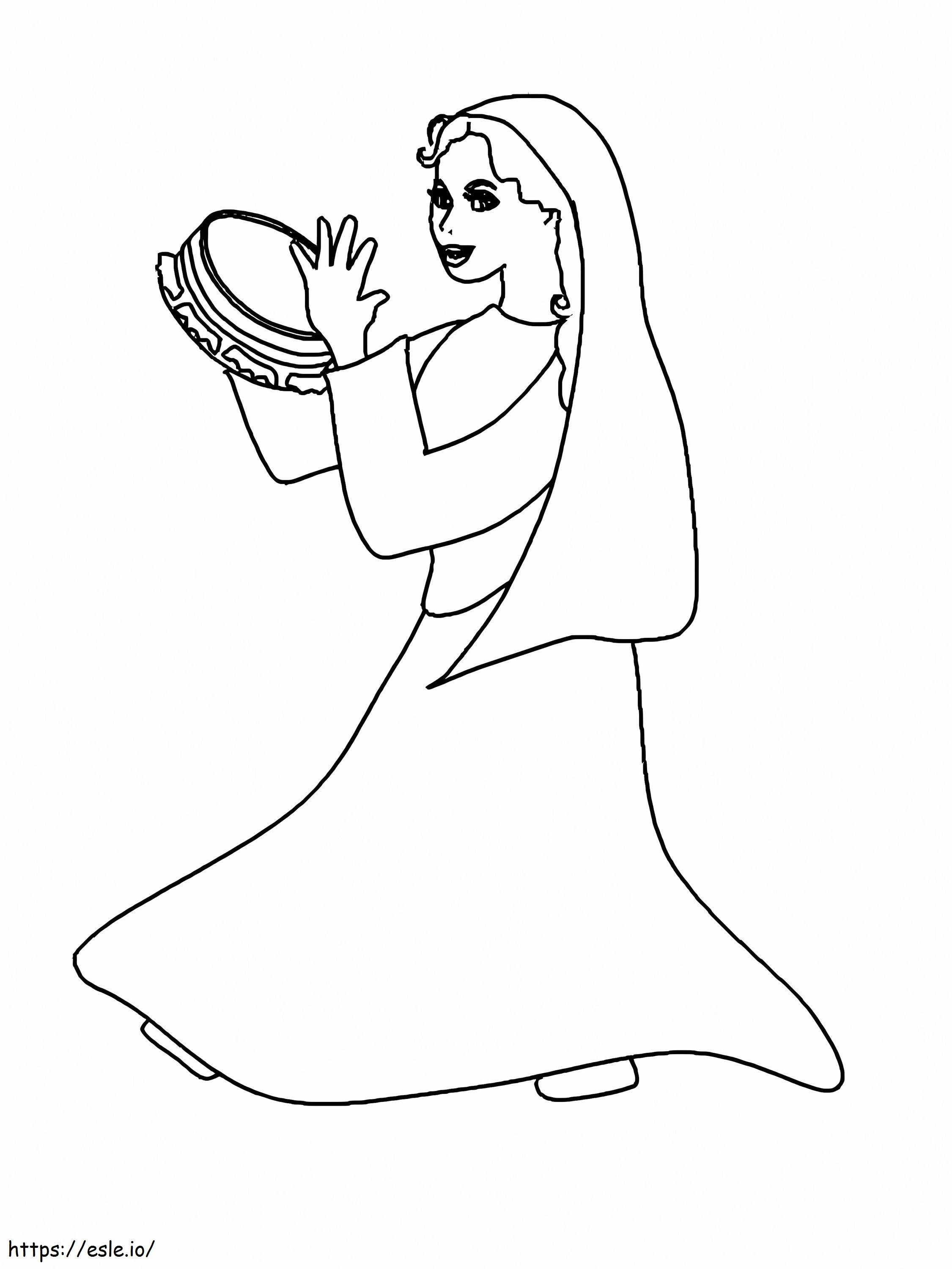 Playing Tambourine coloring page