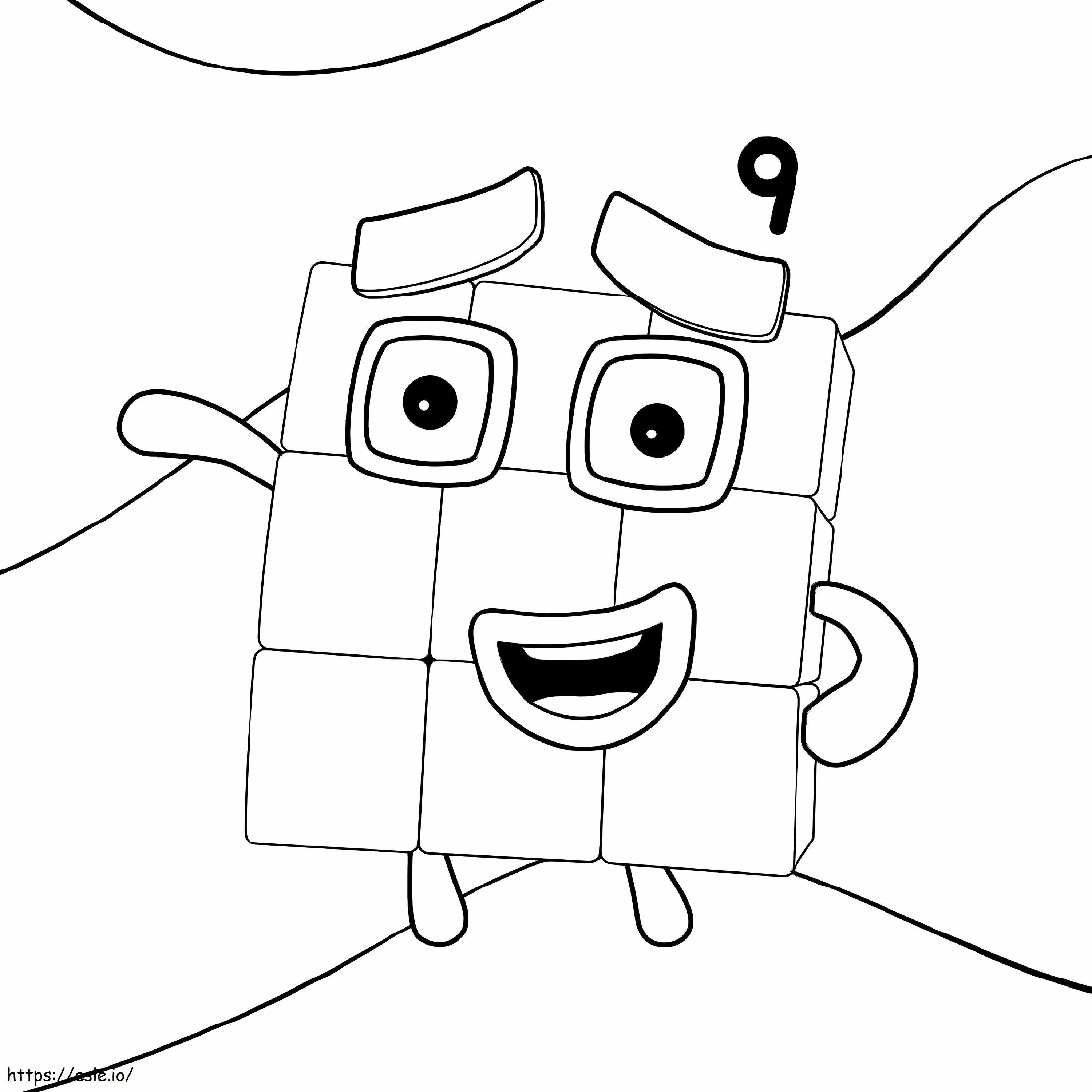 Number Blocks 9 coloring page