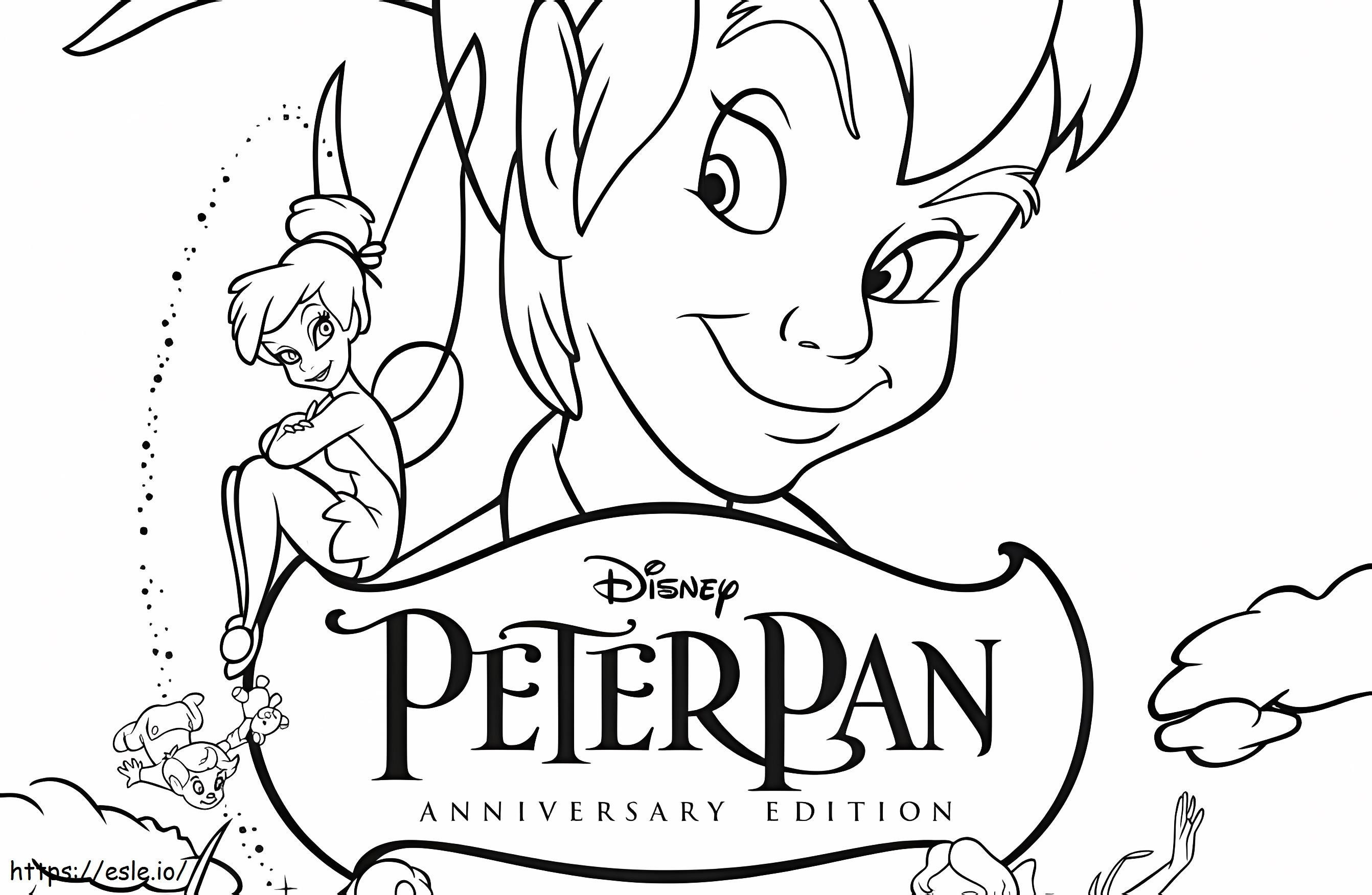 Cartone animato del logo di Peter Pan da colorare