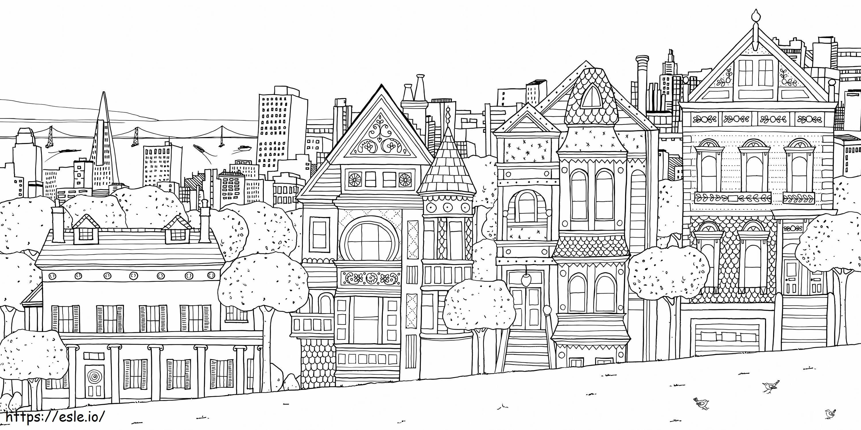 Beautiful City Building coloring page
