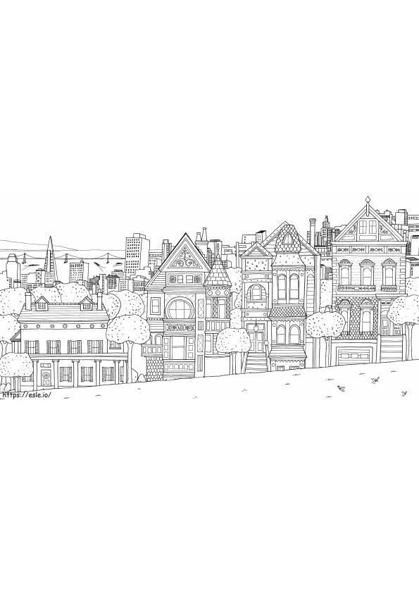 Beautiful City Building coloring page