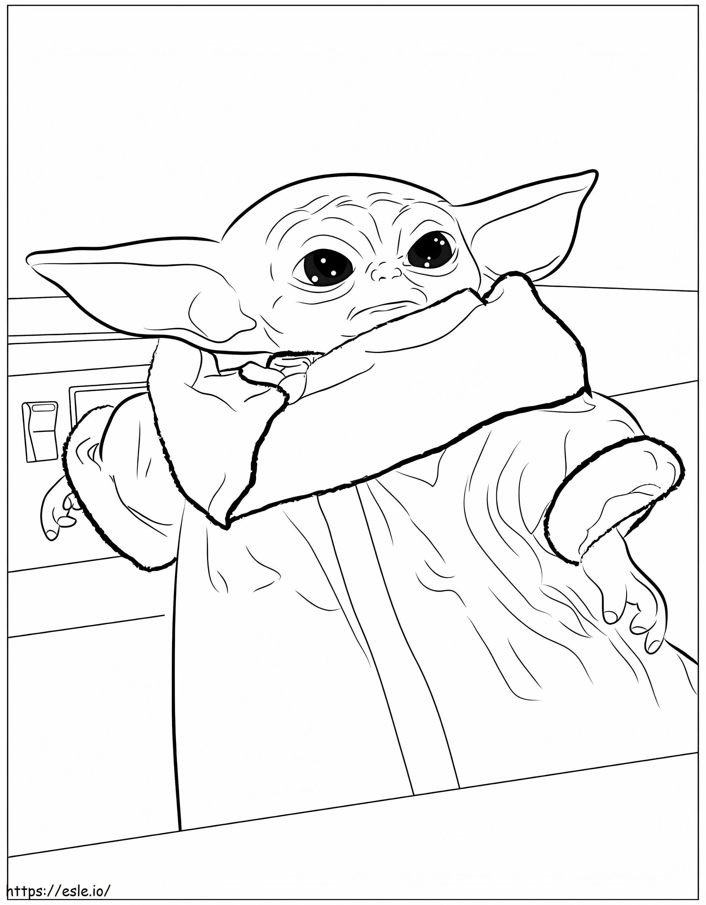 Printable Baby Yoda coloring page