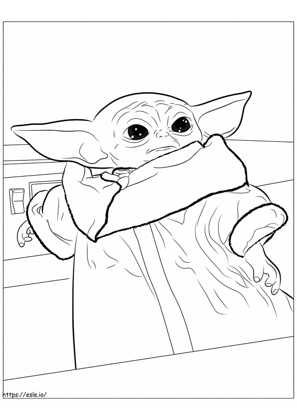 Tulostettava Baby Yoda värityskuva
