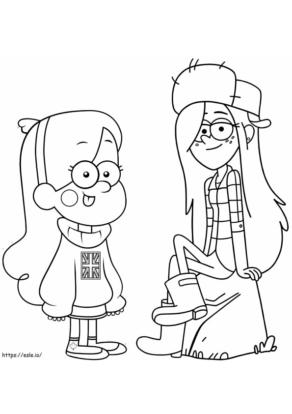Mabel en Wendy kleurplaat