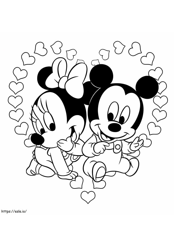 Coloriage Mignonne Disney Saint-Valentin à imprimer dessin