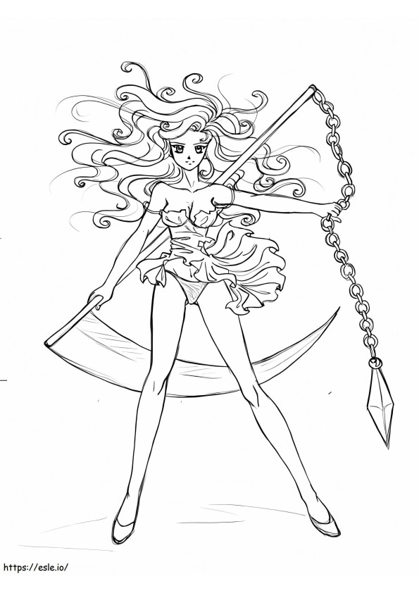 Beautiful Girl With A Scythe coloring page