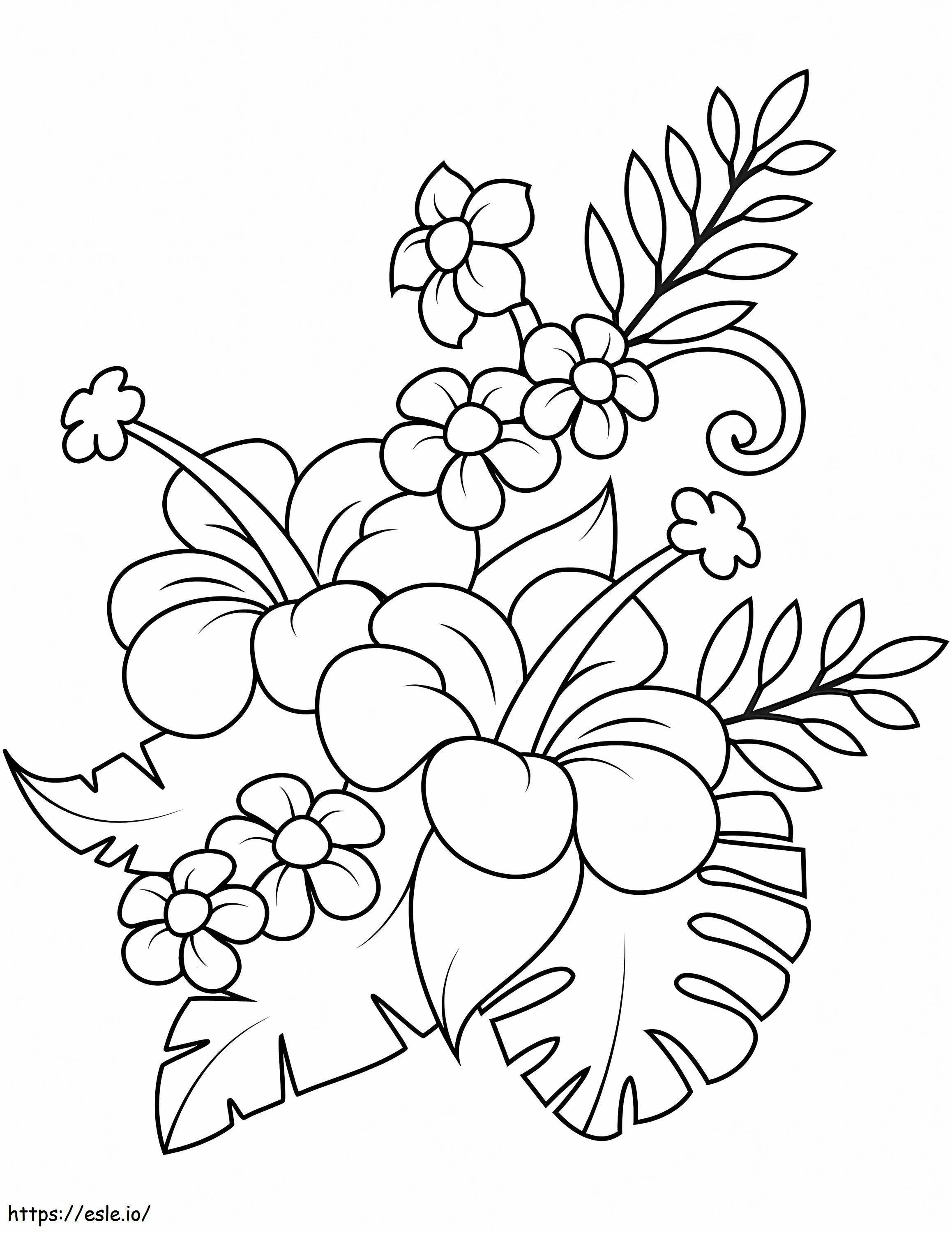 Hibiscusboeket kleurplaat kleurplaat