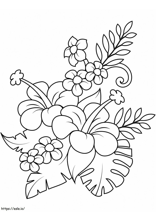 Hibiscusboeket kleurplaat