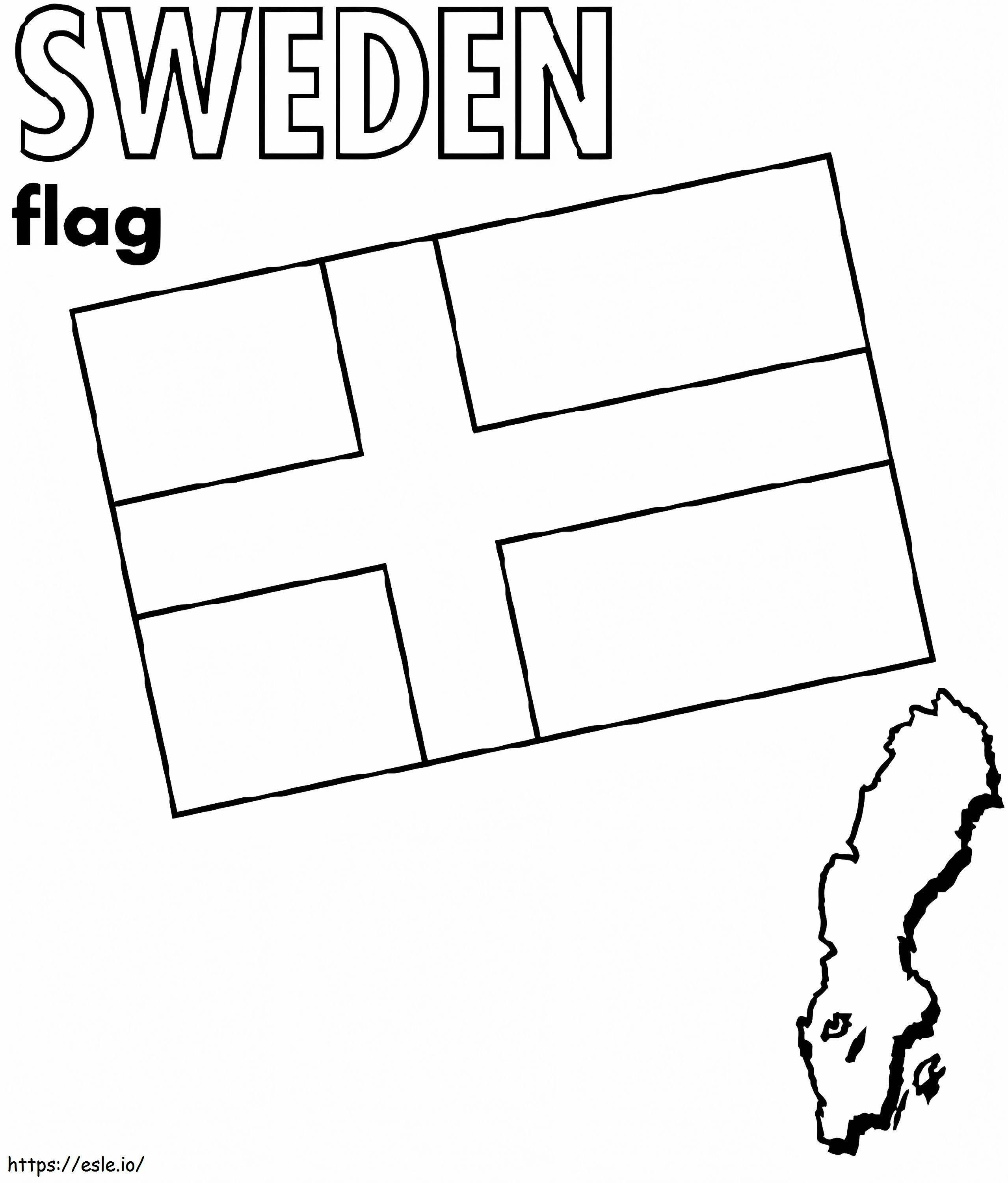 Bandeira e mapa da Suécia para colorir