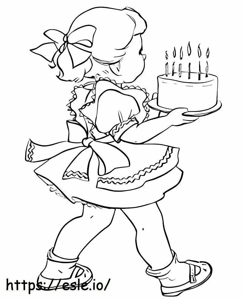 Tort urodzinowy dziewczynki kolorowanka