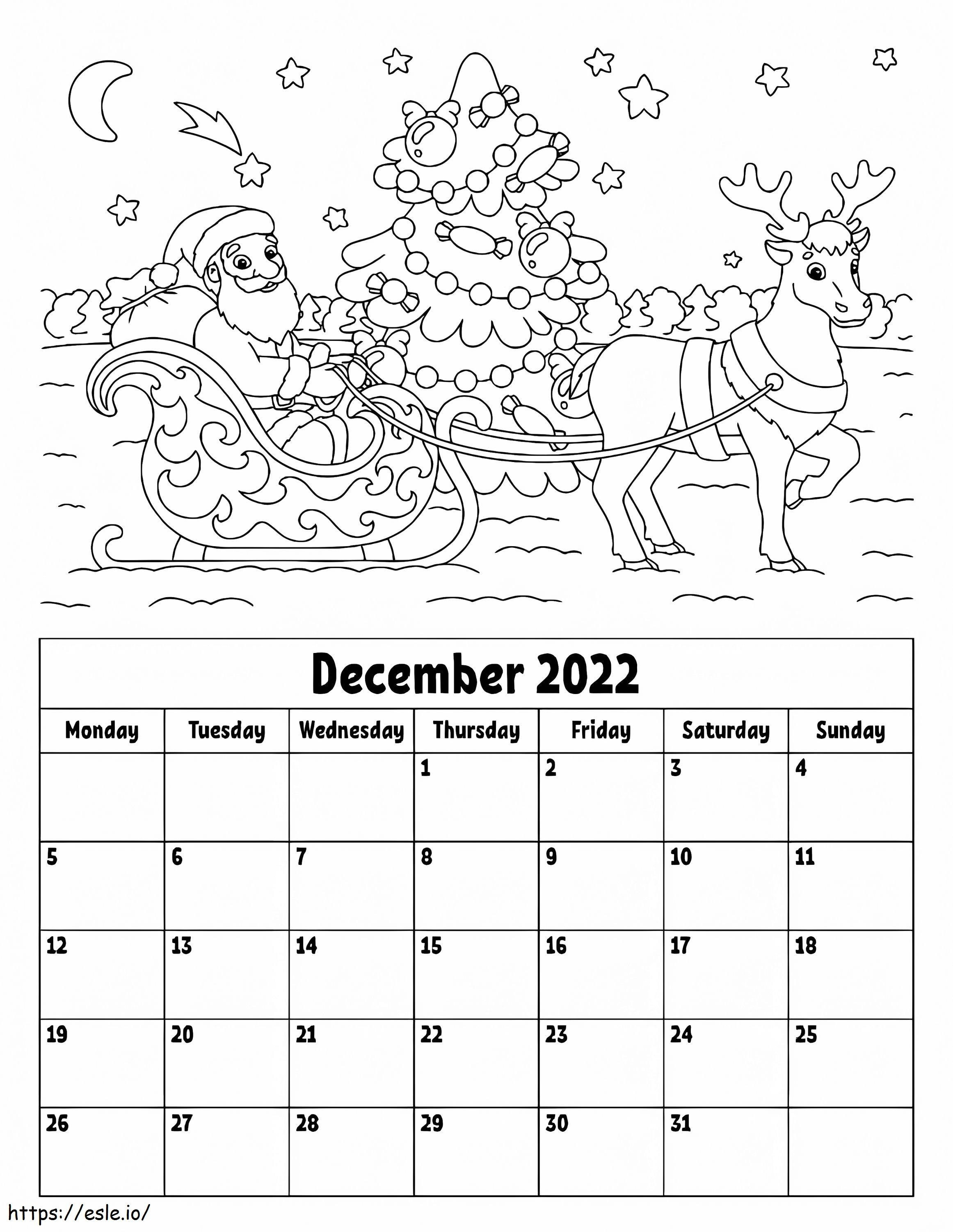 2022年12月カレンダー ぬりえ - 塗り絵