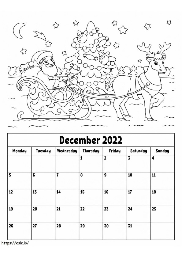 Calendar decembrie 2022 de colorat