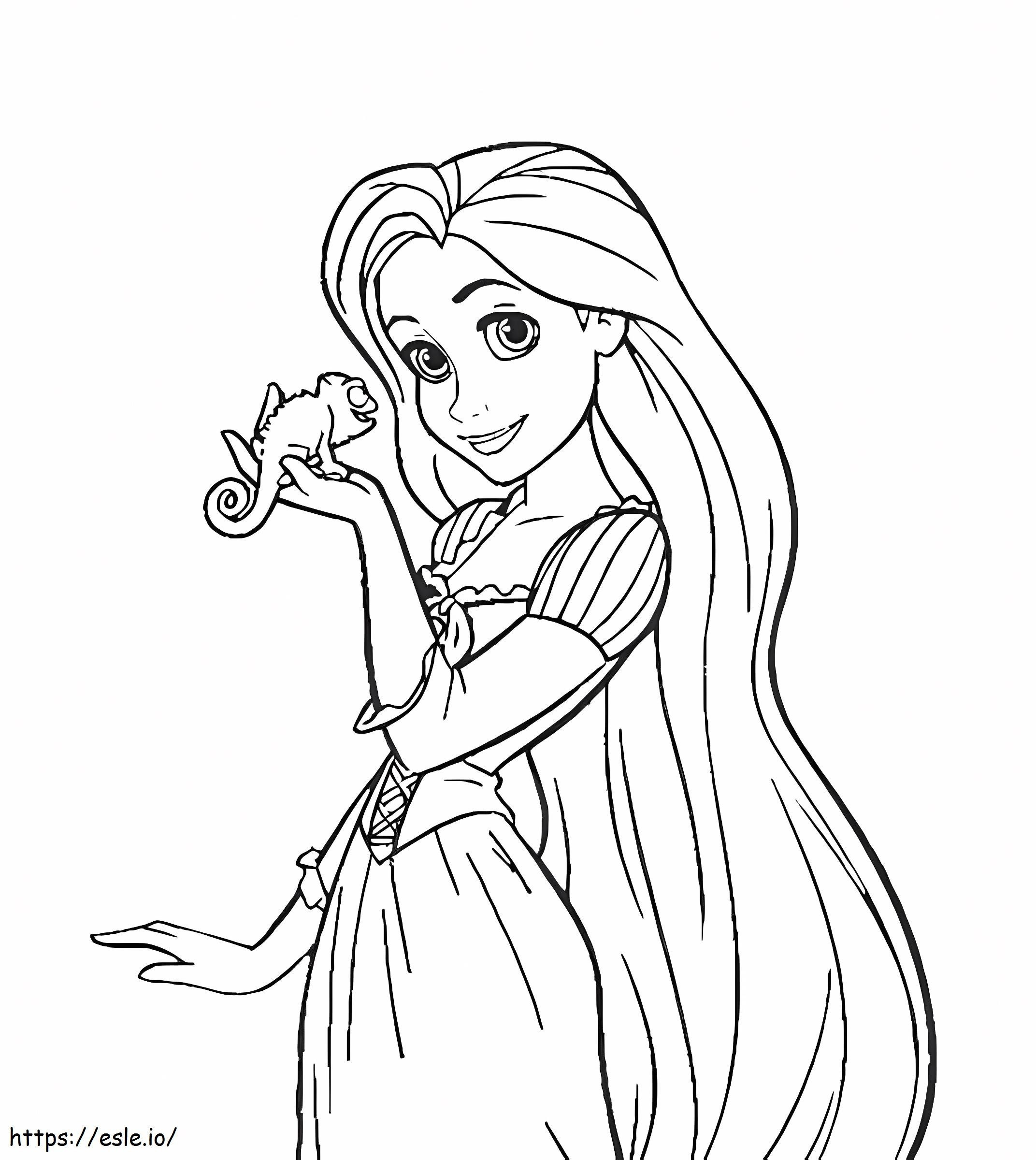 Rapunzel Holding Gecko coloring page