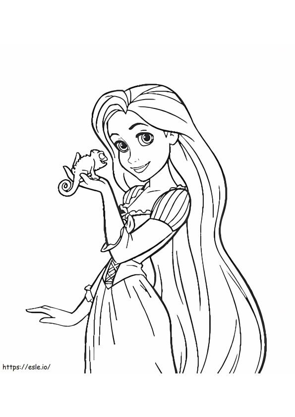 Rapunzel Holding Gecko coloring page