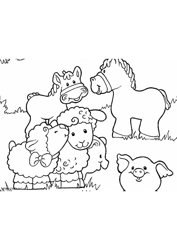 農場の3匹の動物 ぬりえ - 塗り絵