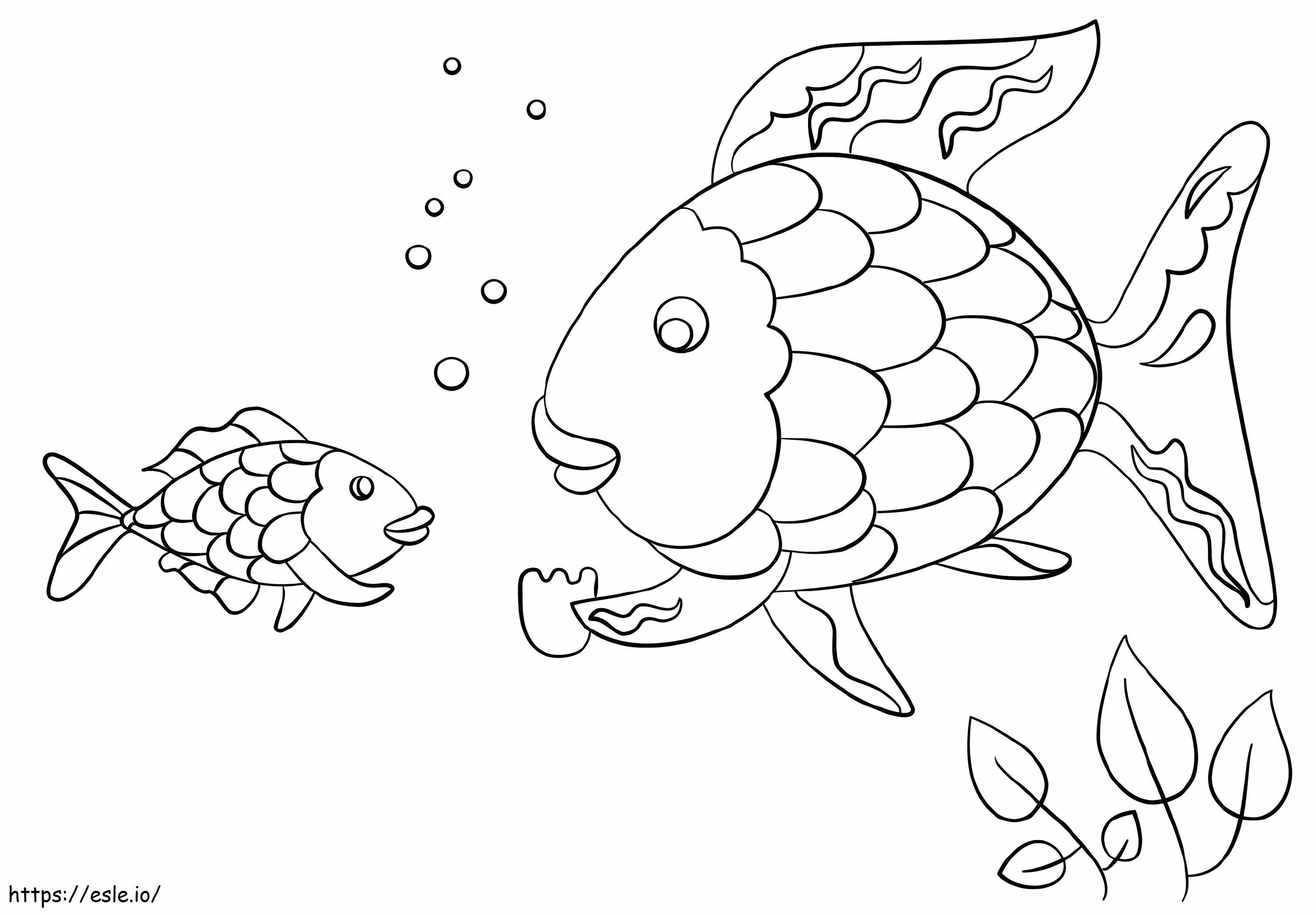 Mother Rainbow Fish And Baby Rainbow Fish coloring page