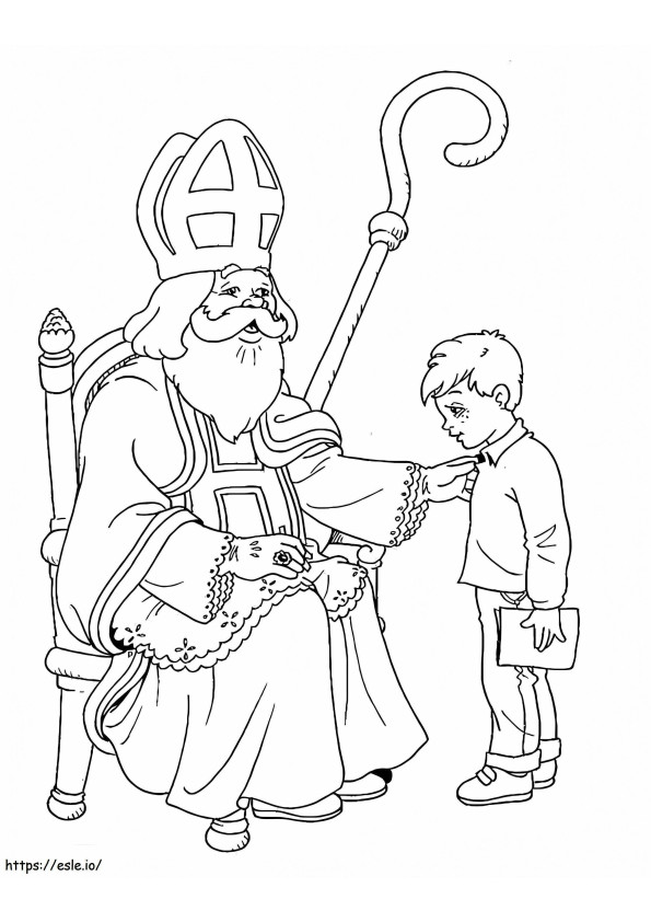 Boy And Saint Nicholas coloring page