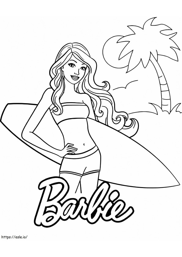 Barbie op vakantie kleurplaat