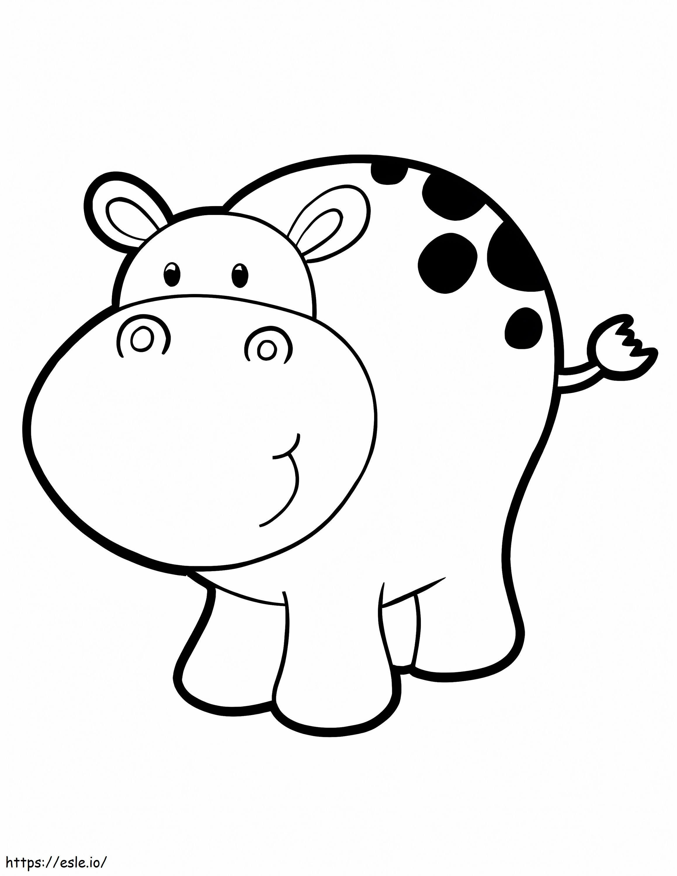 Coloriage Bonite Hippopotame à imprimer dessin