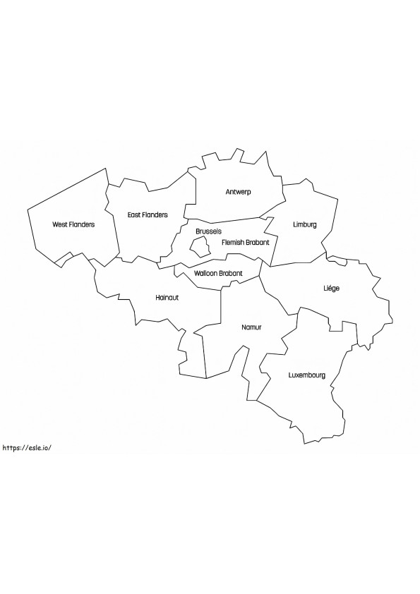 Map Of Belgium coloring page