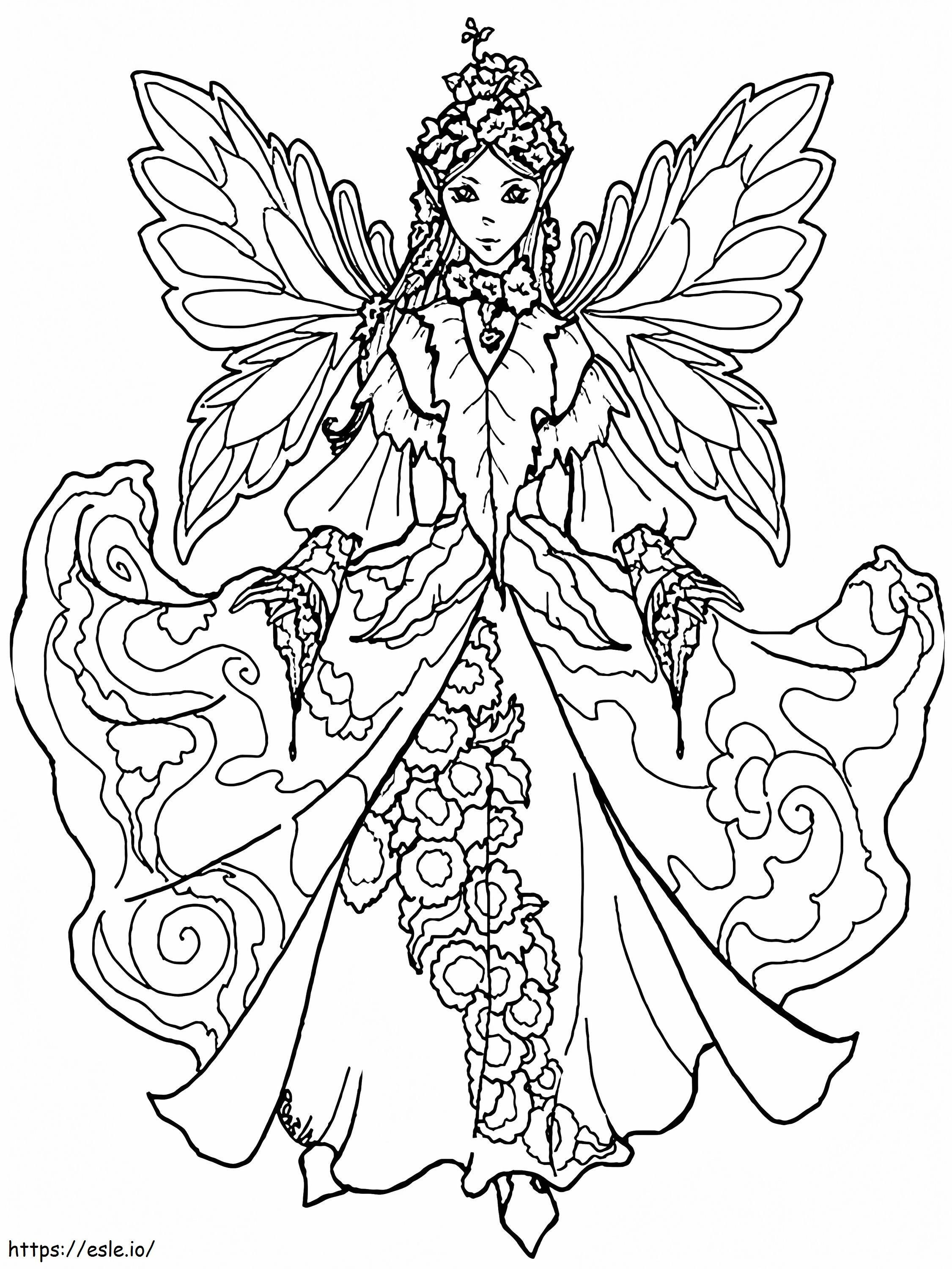 Coloriage 1584067313 Coloriage féerique pour adultes fées et licornes avec robe impressionnante arc-en-ciel licorne magique sirènes chevauchant Leona à imprimer dessin