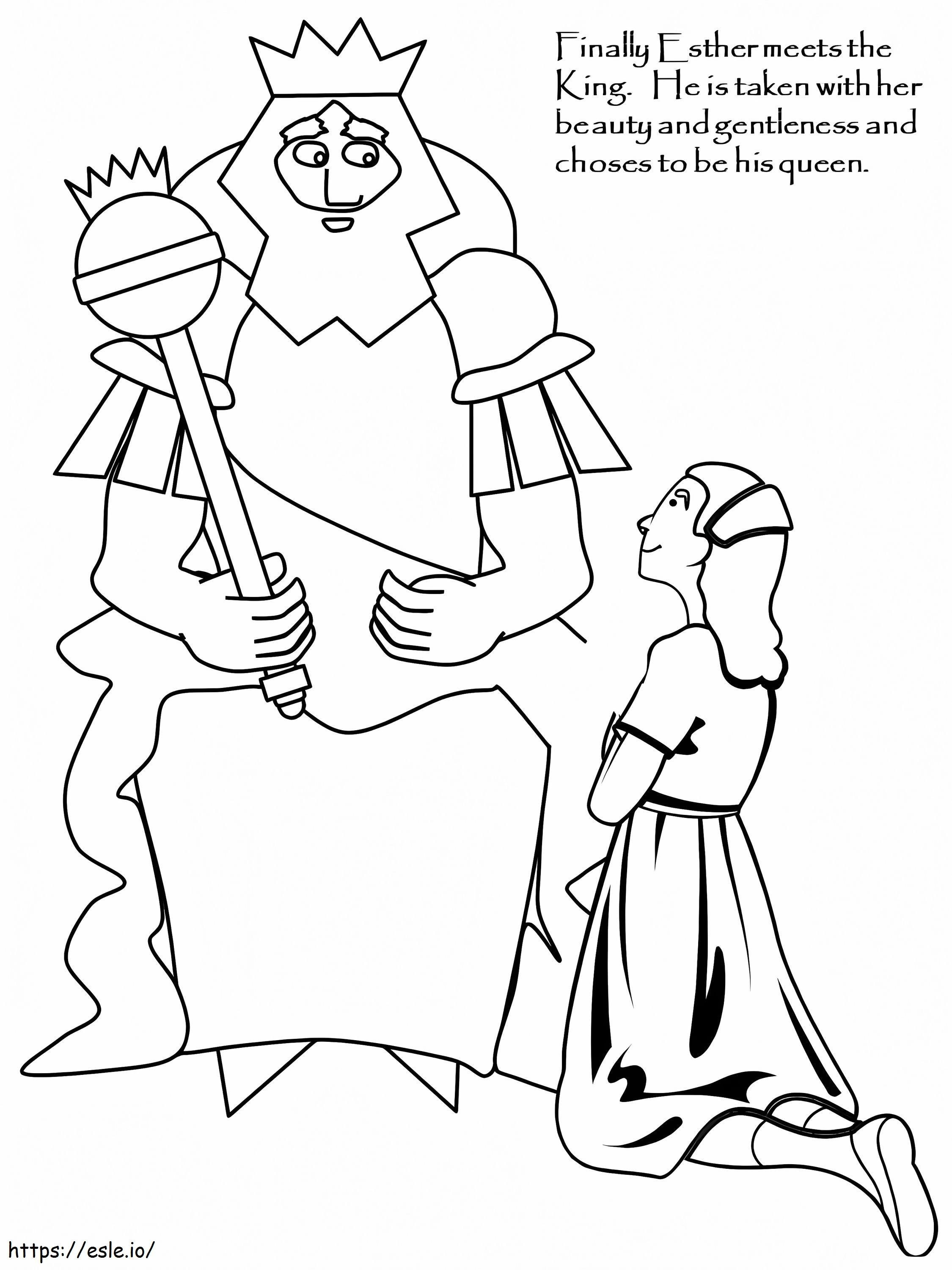 Coloriage Esther rencontre le roi à imprimer dessin