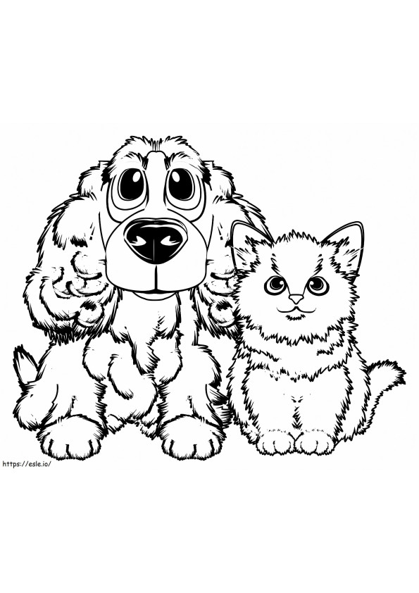 Pisică și câine de colorat