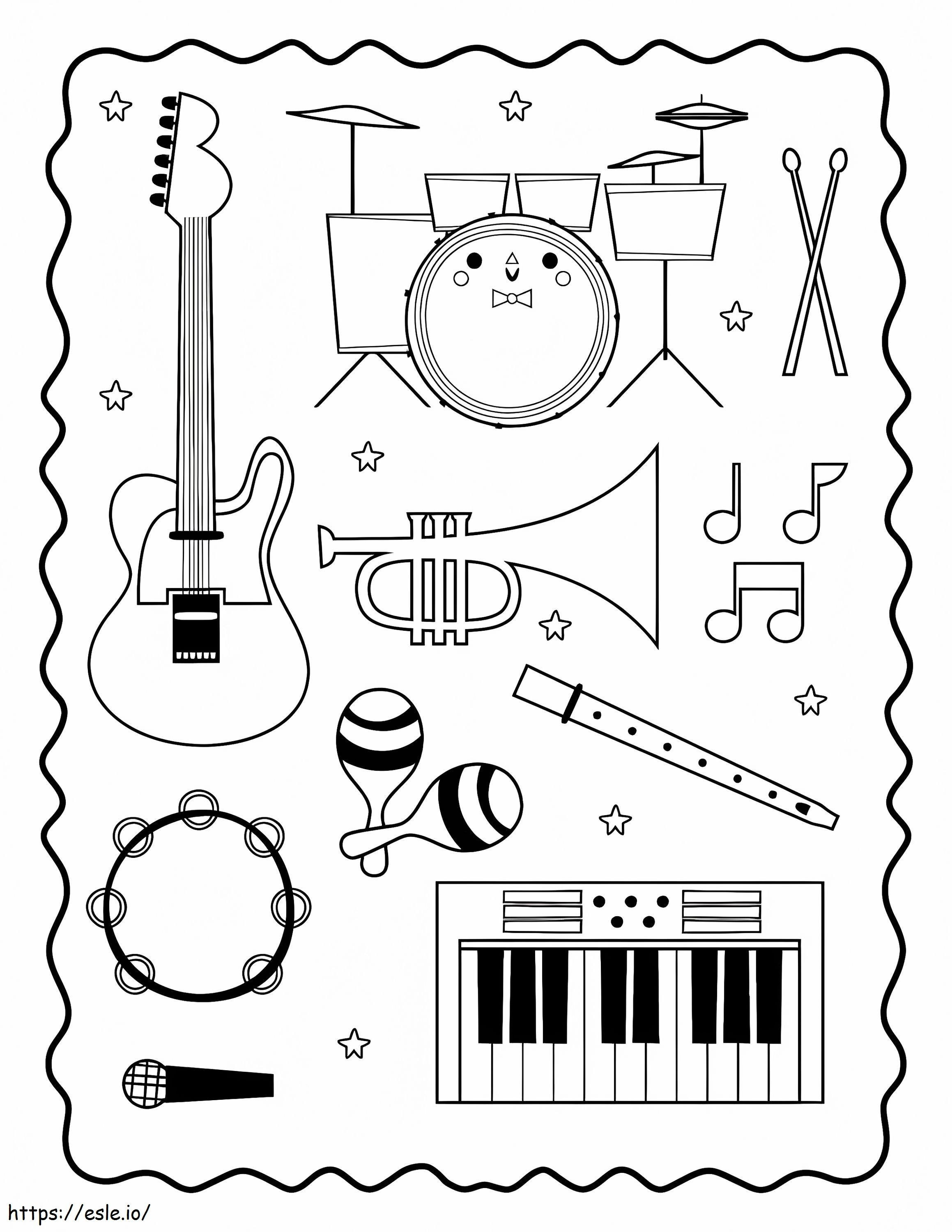 Instrumento Musical Simples para colorir