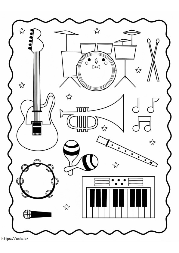 Eenvoudig muziekinstrument kleurplaat
