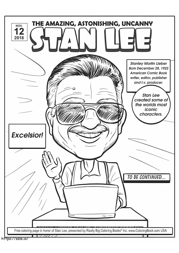 Coloriage Stan Lee Poster à imprimer dessin