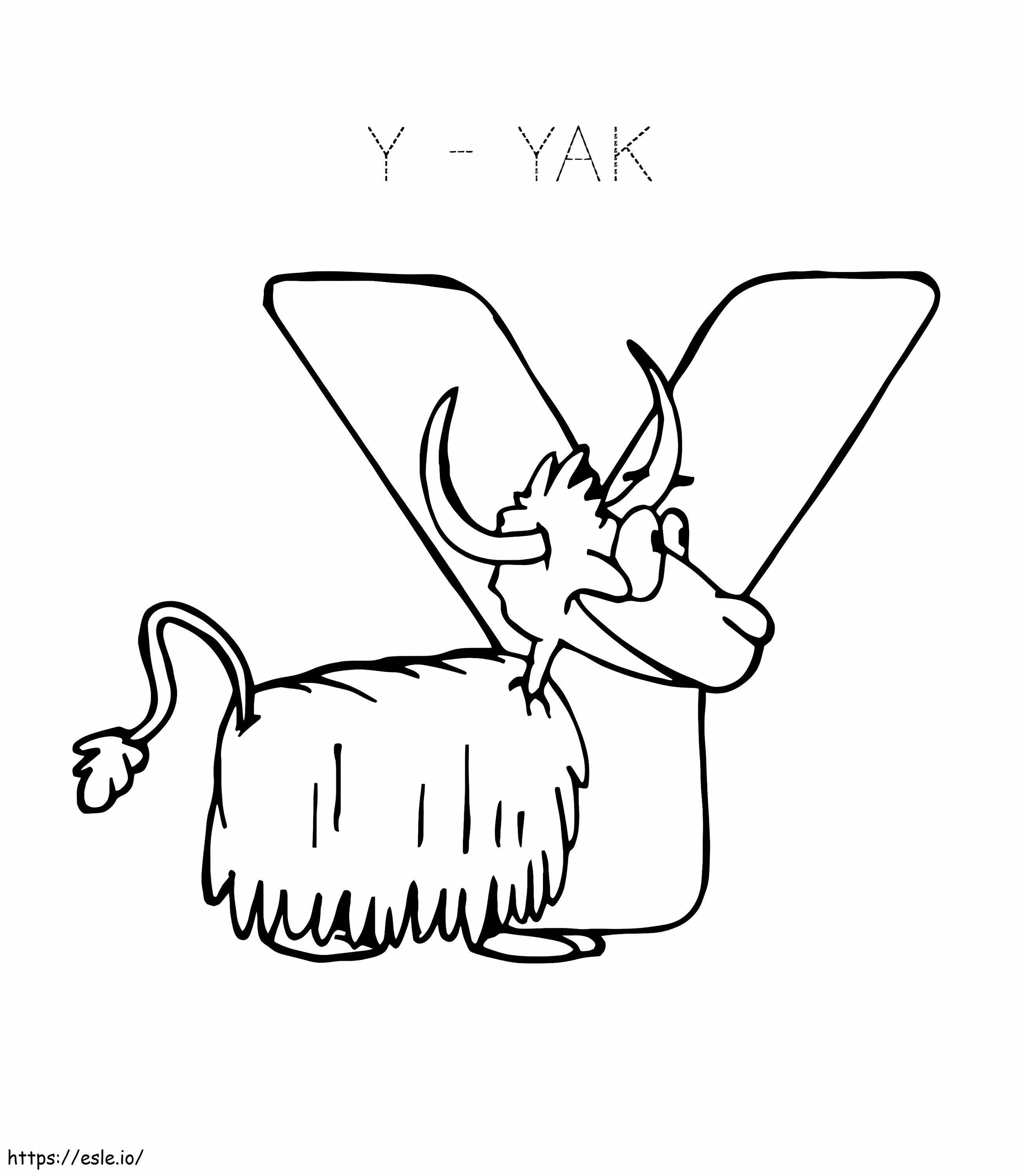 Letra Yak Y 2 para colorear