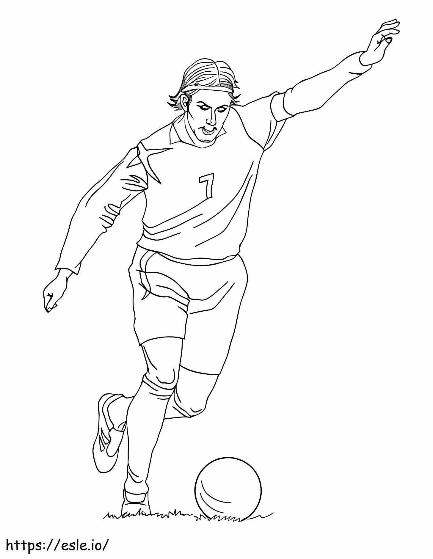 David Beckham jogando futebol para colorir