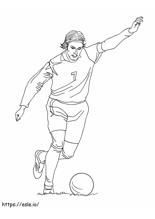 David Beckham jugando al fútbol para colorear