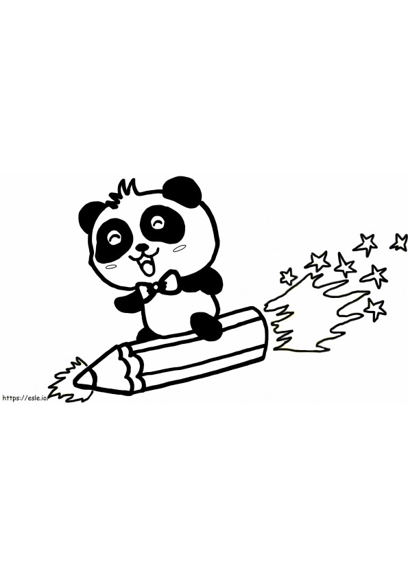 Panda com foguete de lápis para colorir