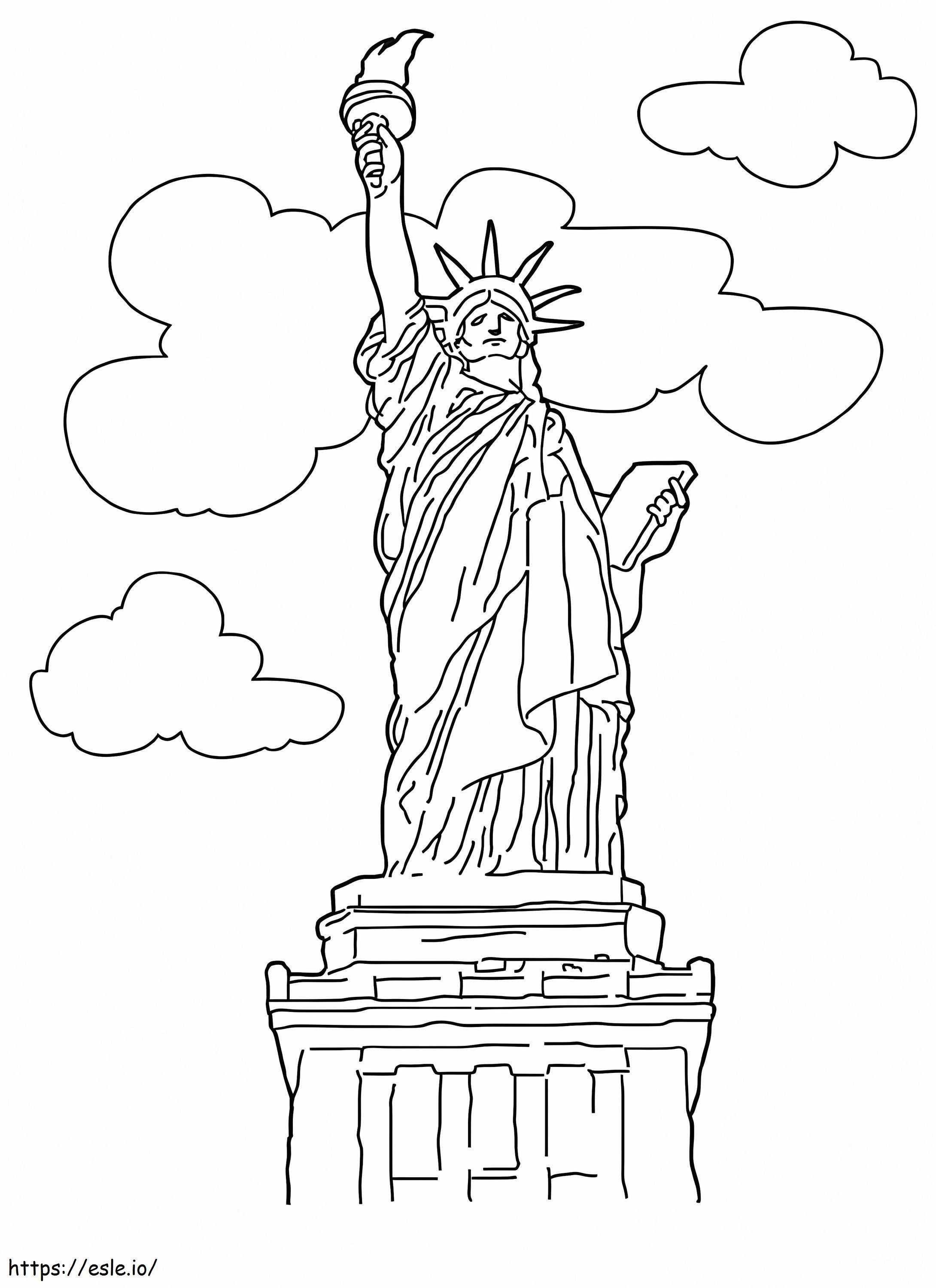 Estatua de la libertad y nube para colorear