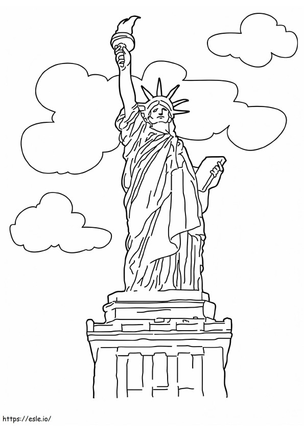 Statua Della Libertà E Della Nuvola da colorare