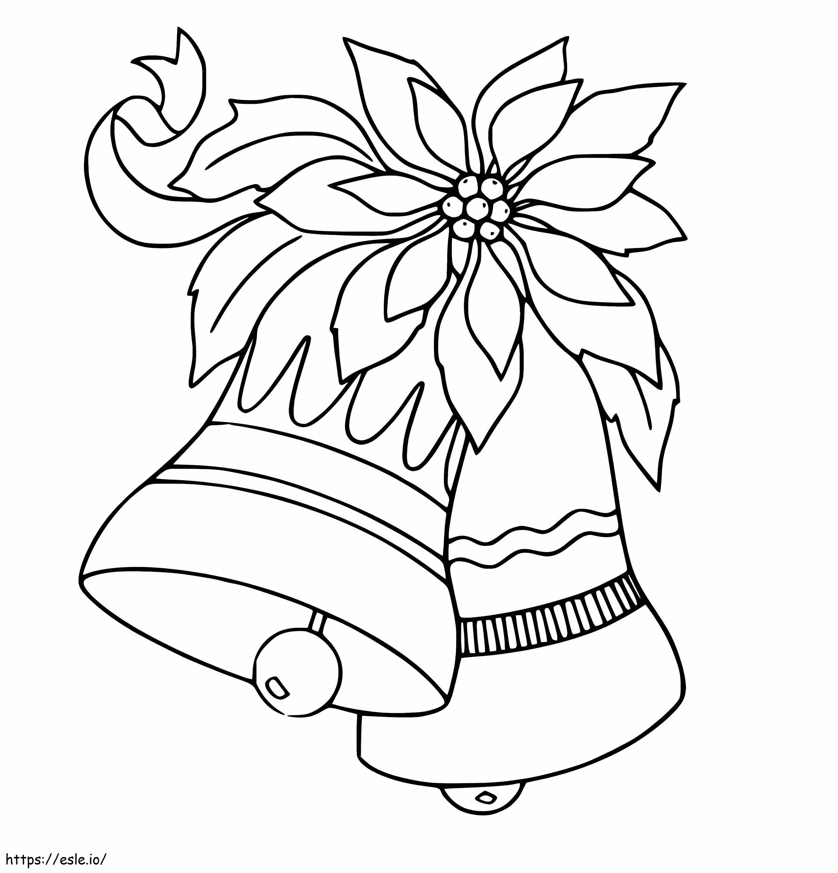 Christmas Bells With Poinsettia coloring page