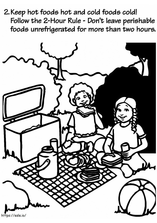 2 Hour Rule Food Safety coloring page