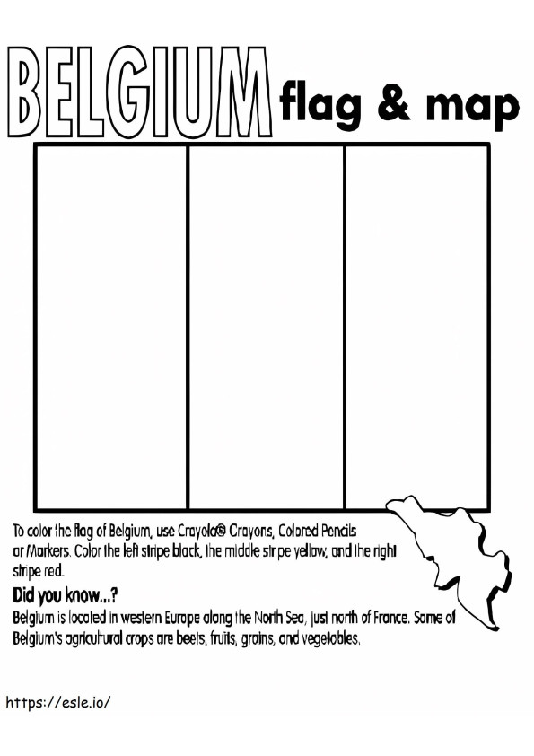 Belgium Flag And Map coloring page