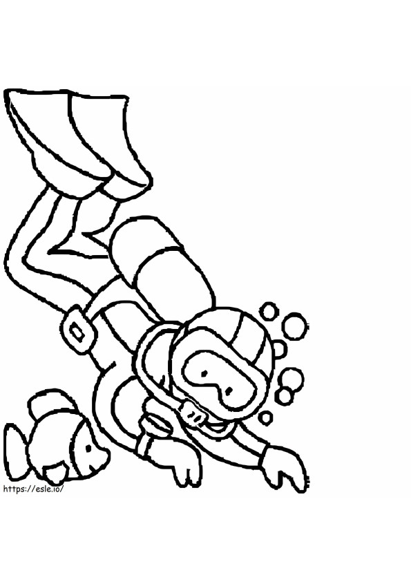 Scuba Diver And Fish coloring page