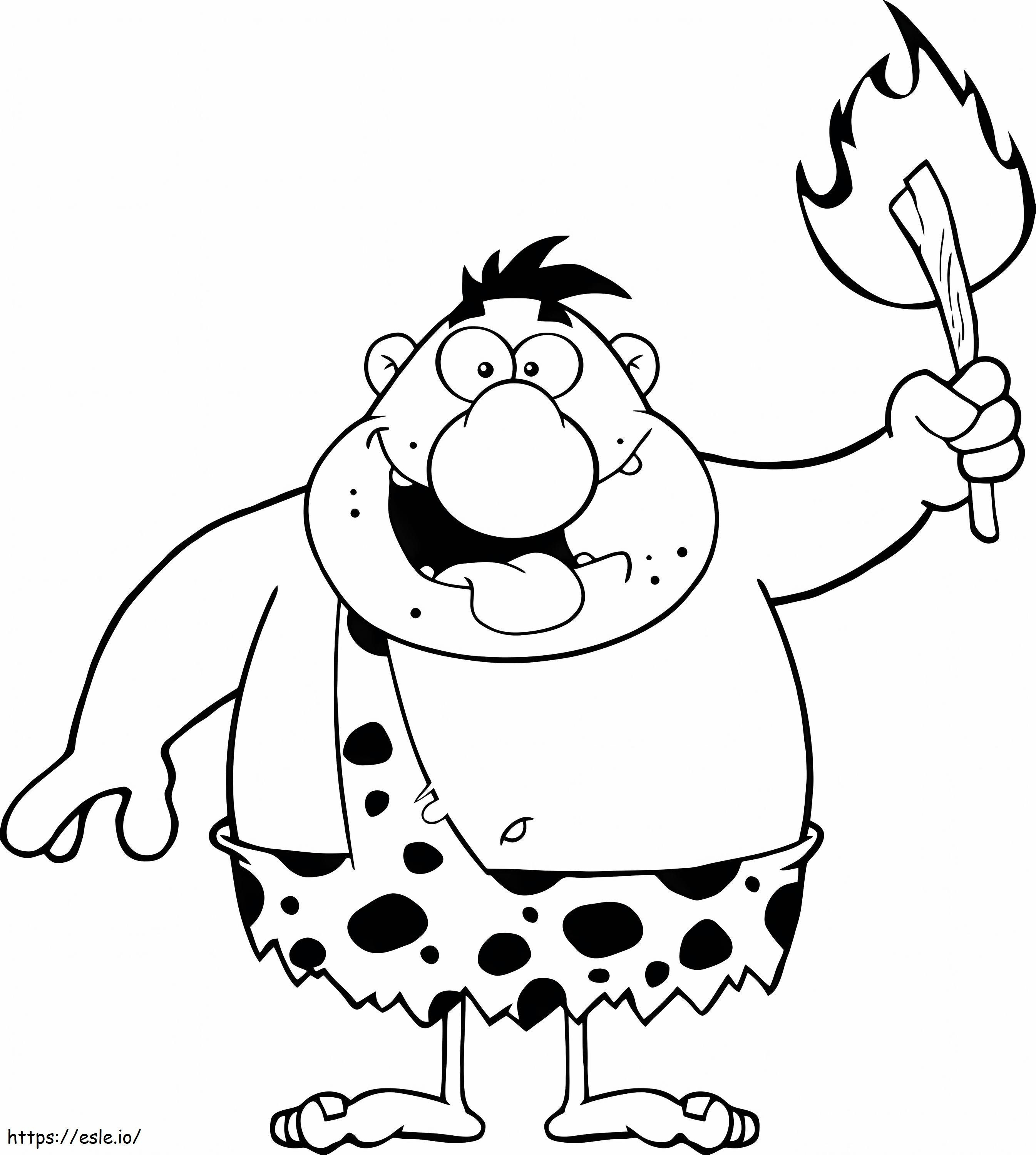 1529118497 Fat Caveman Holding A Torch coloring page