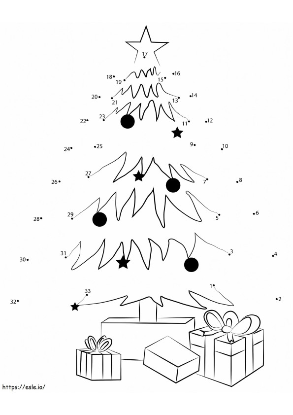 Geschenke Weihnachtsbaum Punkt zu Punkt ausmalbilder